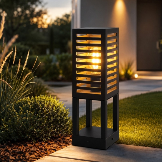 lampioncino basso da giardino ed esterno nero IP44 lampadine E27